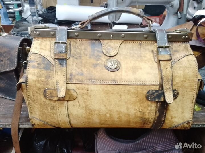 Саквояж кожаный, ручной работы