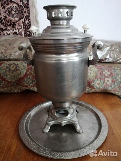 Самовар и поднос мельхиоровый