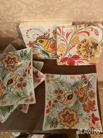 Тарелки стеклянные, поднос, подставка