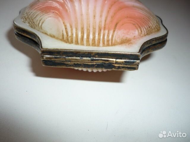 Винтажная пудреница ракушка серебро 875 проба СССР