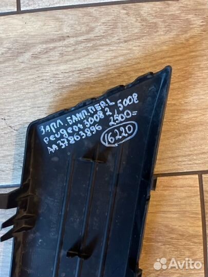 Заглушка бампера передняя левая Peugeot 3008 2