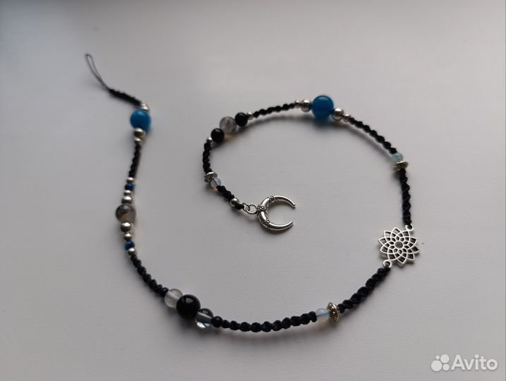 Лула черная с камнями и луной