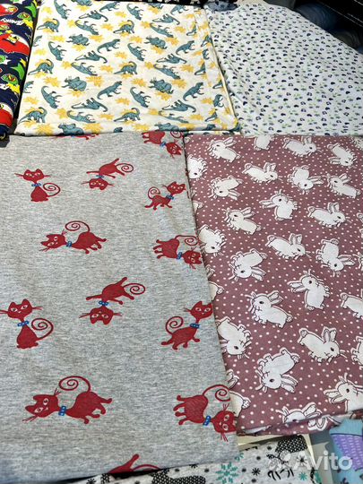 Ткань кулирка с принтами и однотон на вес