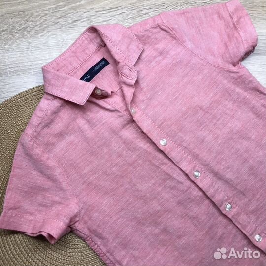 Стильная рубашка next 110 р-р лен и хлопок