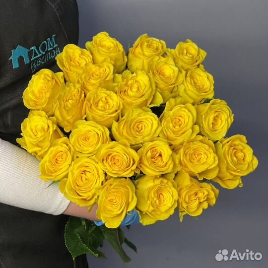 25 роз эквадор премиум жёлтые/цветы доставка
