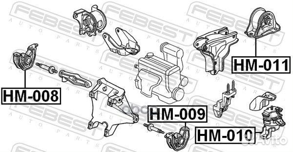 Подушка двигателя задняя HM-011 Febest