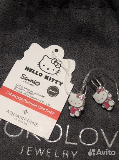 Новые Серьги серебро Hello Kitty