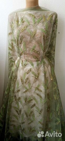 Ткань с пайетками. Процветание, колоски