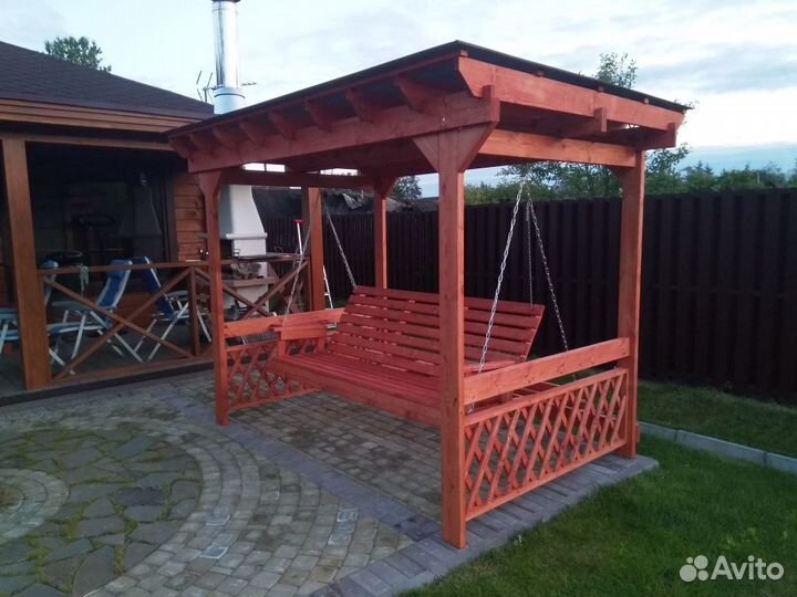 Садовые качели с перголой