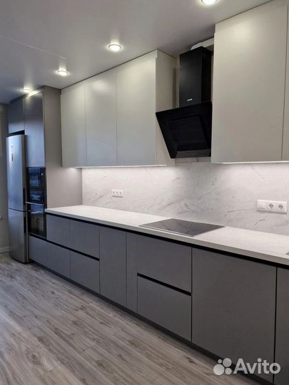 Кухня без ручек Прямая кухня