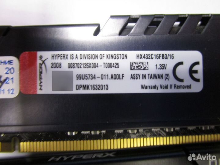 Оперативная память 16Gb Kingston HyperX Fury 3200M