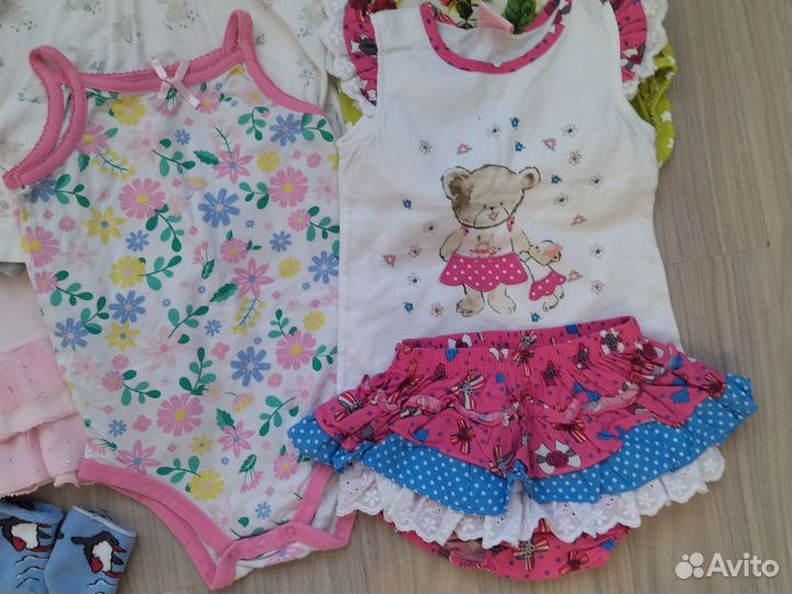 Большой пакет вещей для девочки 74 80