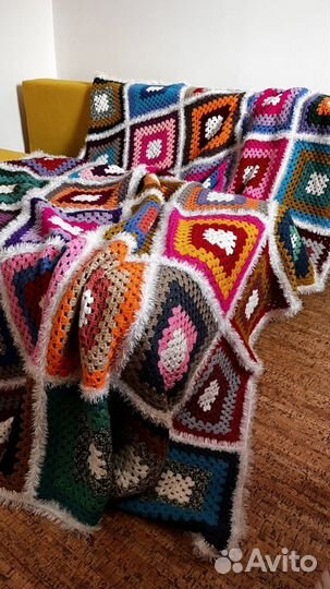 Плед вязаный ручная работа 260*158 см