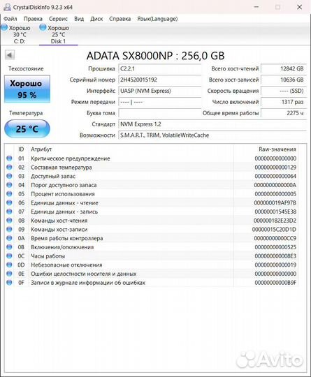 SSD-накопитель 256 Гб M.2 AData SX8000NP