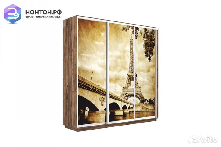 Шкаф-купе 3-х дверный Нонтон фото Париж / крафт та