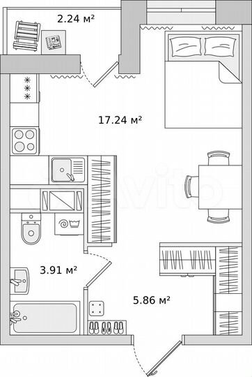 Квартира-студия, 29,3 м², 7/17 эт.