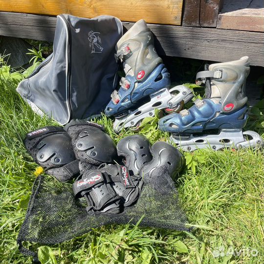Б/у Ролики+защита+сумка 38-40рр раздвижные