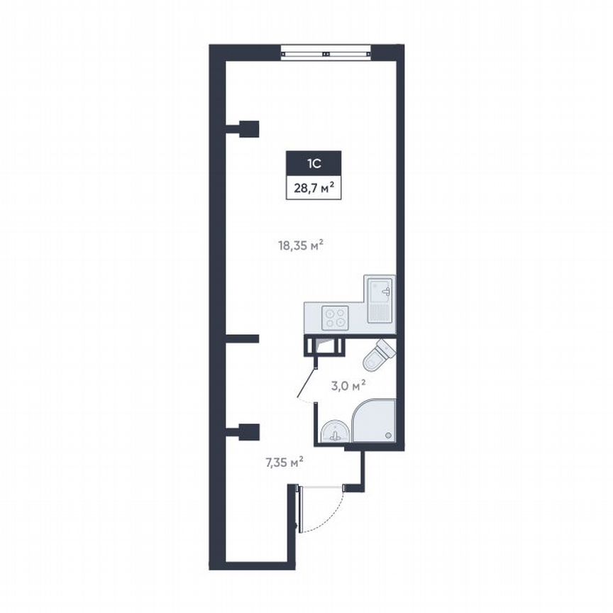 Квартира-студия, 28,7 м², 14/18 эт.
