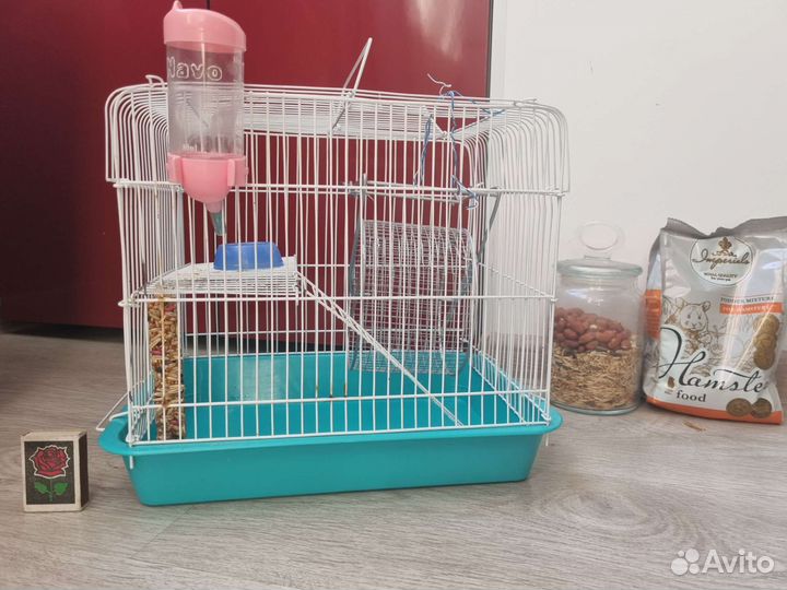 Клетка для джунгарского хомяка+корм и наполнители