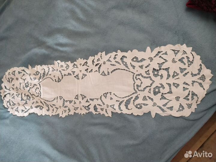 Дорожка на стол, салфетка, вышивка ришилье СССР