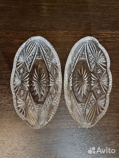 Хрустальный салатник ладья СССР