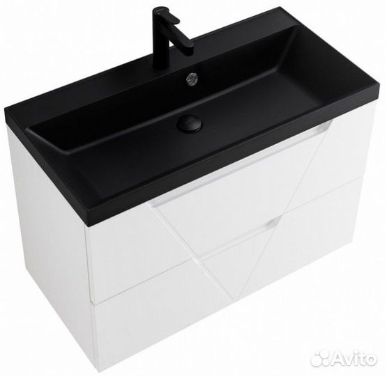 Тумба с раковиной BelBagno Vittoria 90P-BB900/450-LV-ART-AST-nero Bianco Lucido