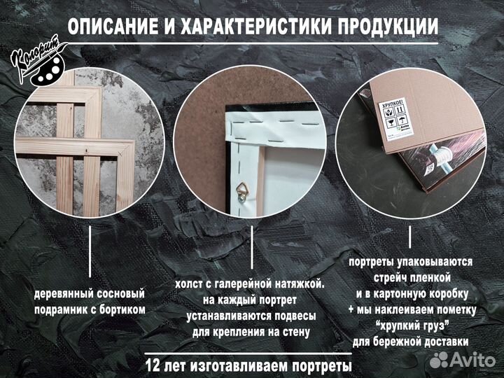 Портрет Пушкина на холсте 30х40см