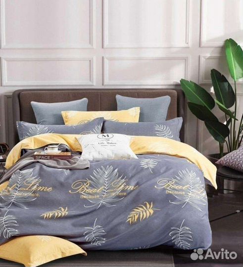 Mency Постельное белье Сатин Перья Евро комплект