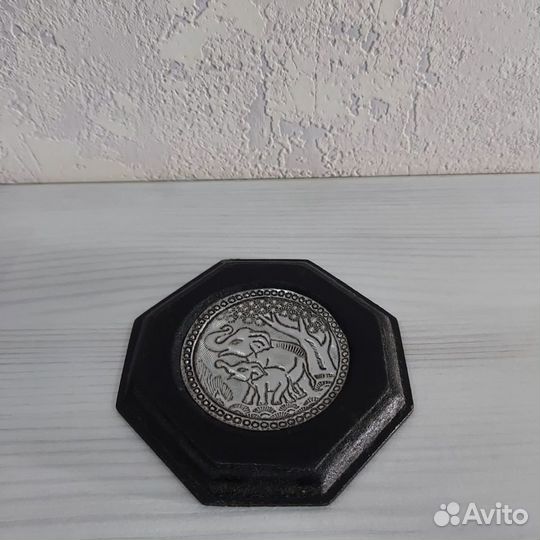 Набор новых подстаканников 6 шт. Дерево, чеканка