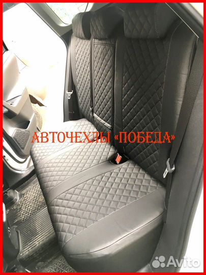 Чехлы Toyota Rav4 4 из экокожи чёрные Ромб