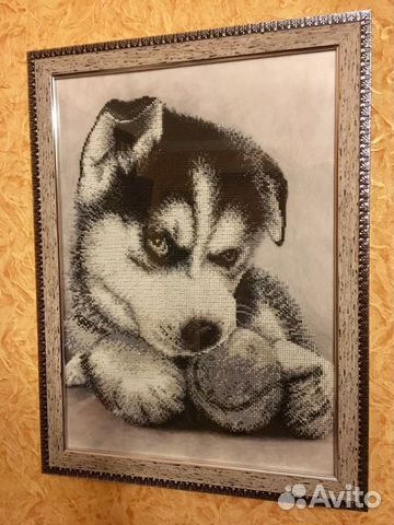 Вышивка бисером «Щенок хаски»