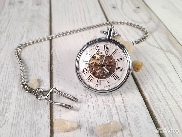 Часы на цепочке механические Silver Roman