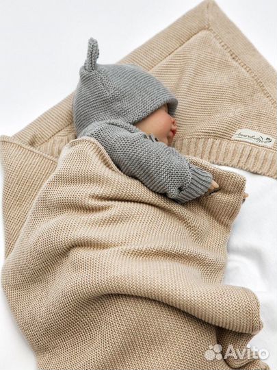 Конверт утепленный вязан. (беж.) 85 см