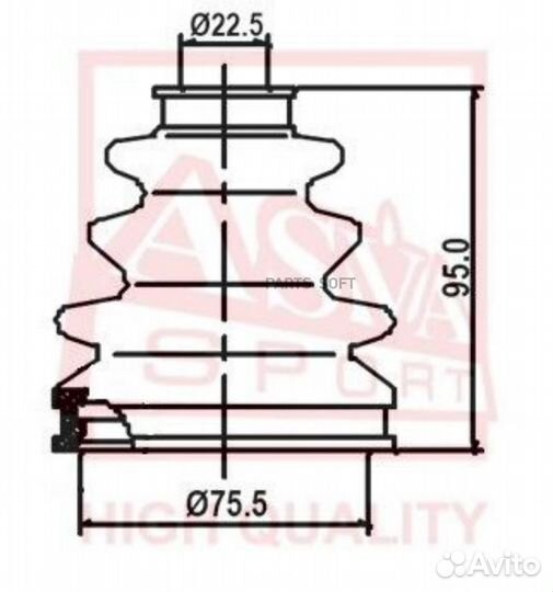 Asva asbt95 пыльник шрус (комплект без смазки) 23x