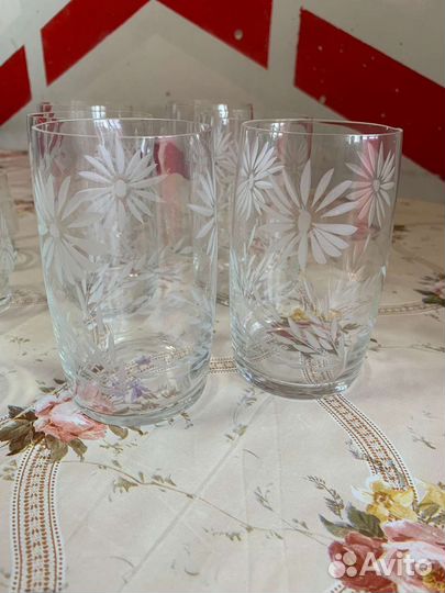 Стеклянные стаканы для соков и рюмки, набор 12 шт