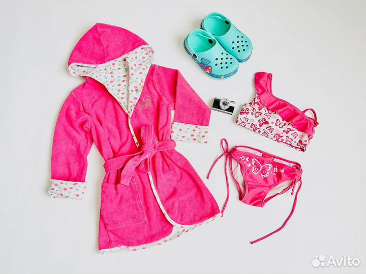 Халат для бассейна детский 98 купальник 98 сланцы