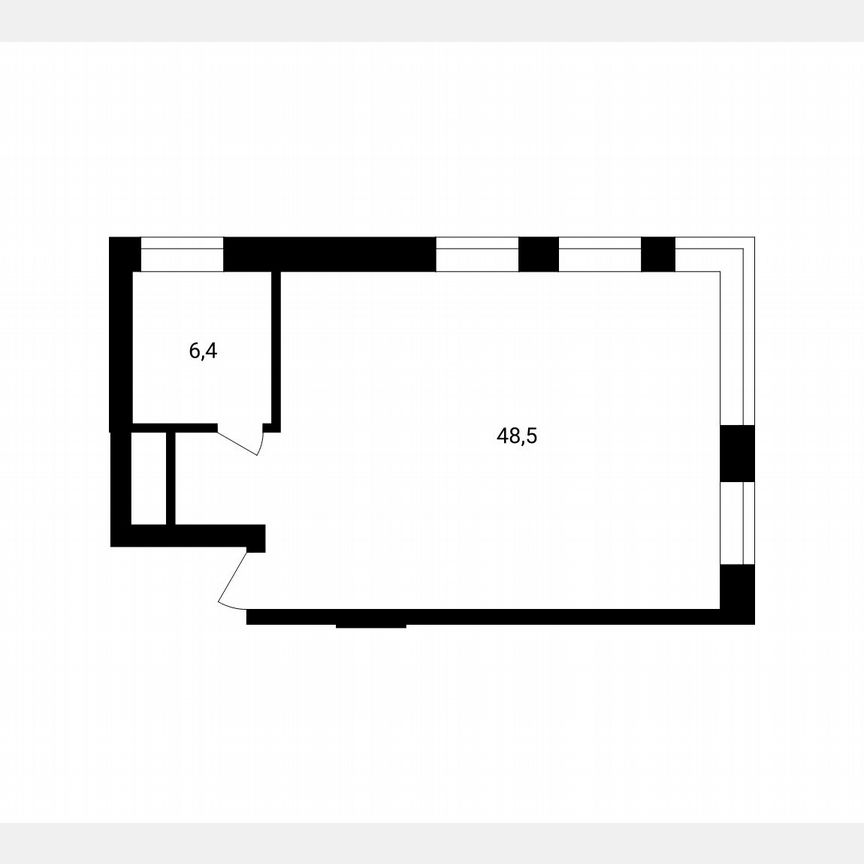 1-к. апартаменты, 55 м², 7/14 эт.