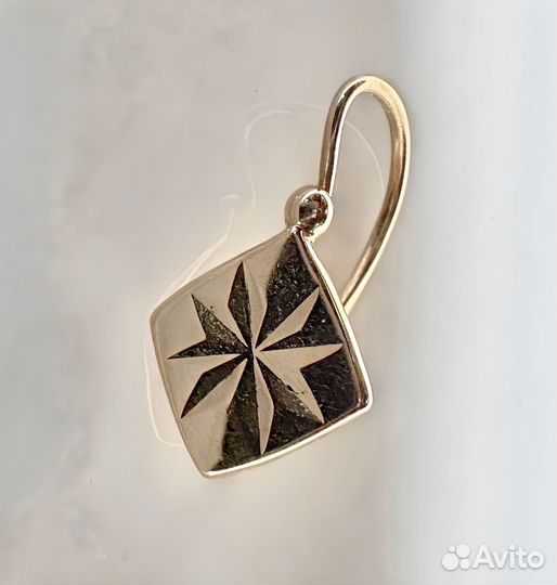 Серьга ромбик золотая СССР 583 проба