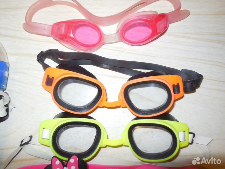 Очки для плавания, ласты детские, трубка, круг
