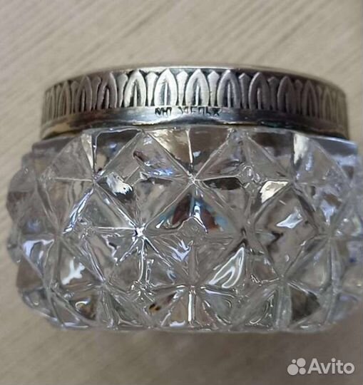 Солонка хрусталь с мельхиором