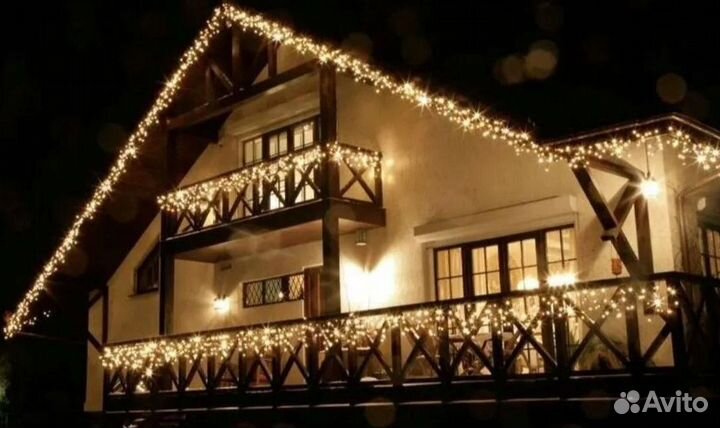 Украшение домов гирляндами