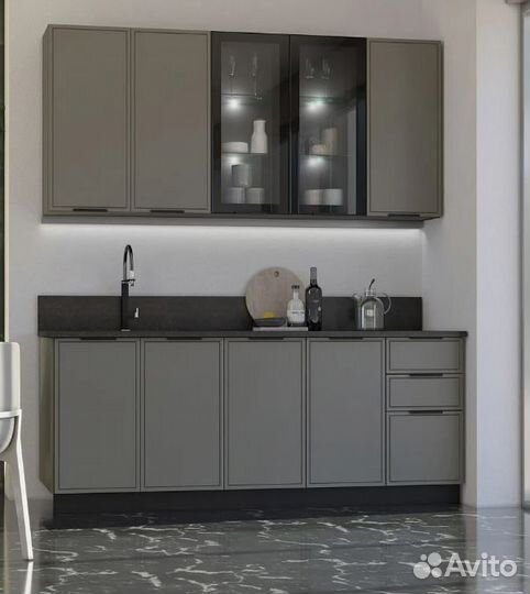 Кухня Николь 2.0/900 м холст вулканический