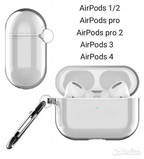 Чехол на AirPods 1/2/3/4/Pro/2 силиконовый
