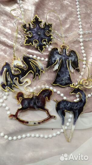 Ёлочные игрушки ручной работы из эпоксидной смолы