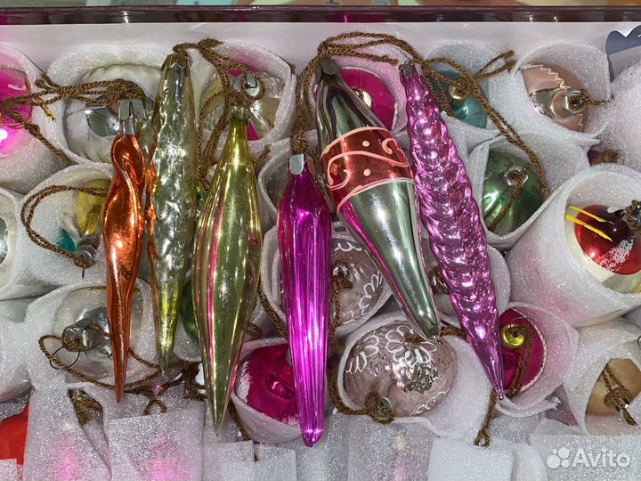 Игрушки новогодние стекло набором по 5 шт