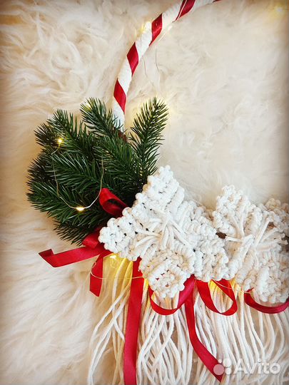 Рождественский венок/декор макраме
