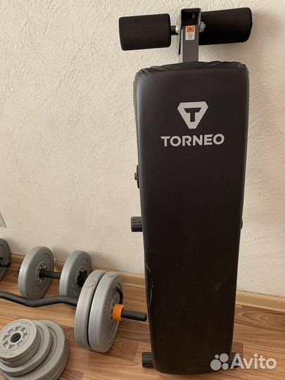 Набор штанга, гантели и скамья для пресса