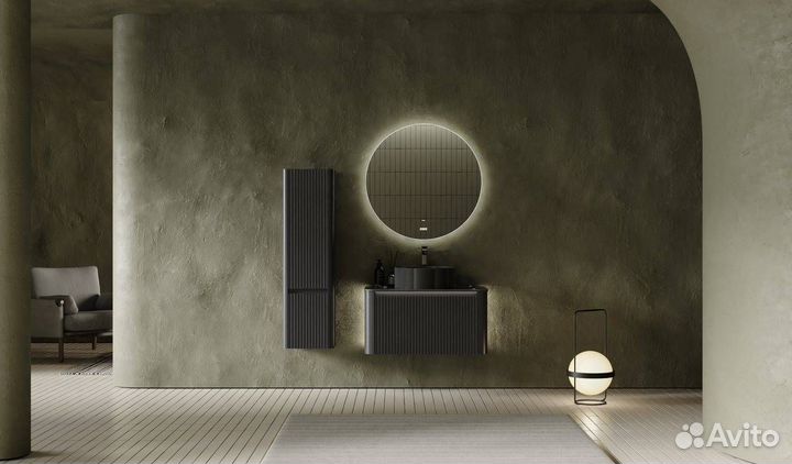 Зеркало круглое Jorno Solo 77 с подсветкой и часами