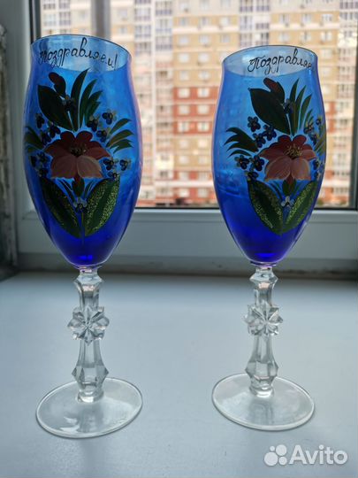Фужеры бокалы цветное стекло