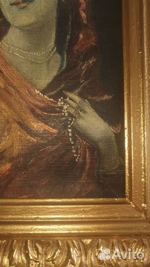 Старинная картина холст масло женнский портрет